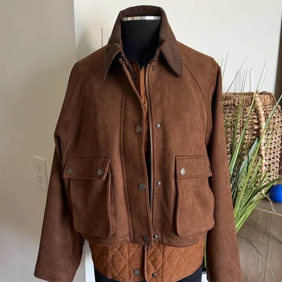 Anthropologie Women’s Brown Faux Suede Twofer Jacket - Medium - Picture 4 of 15